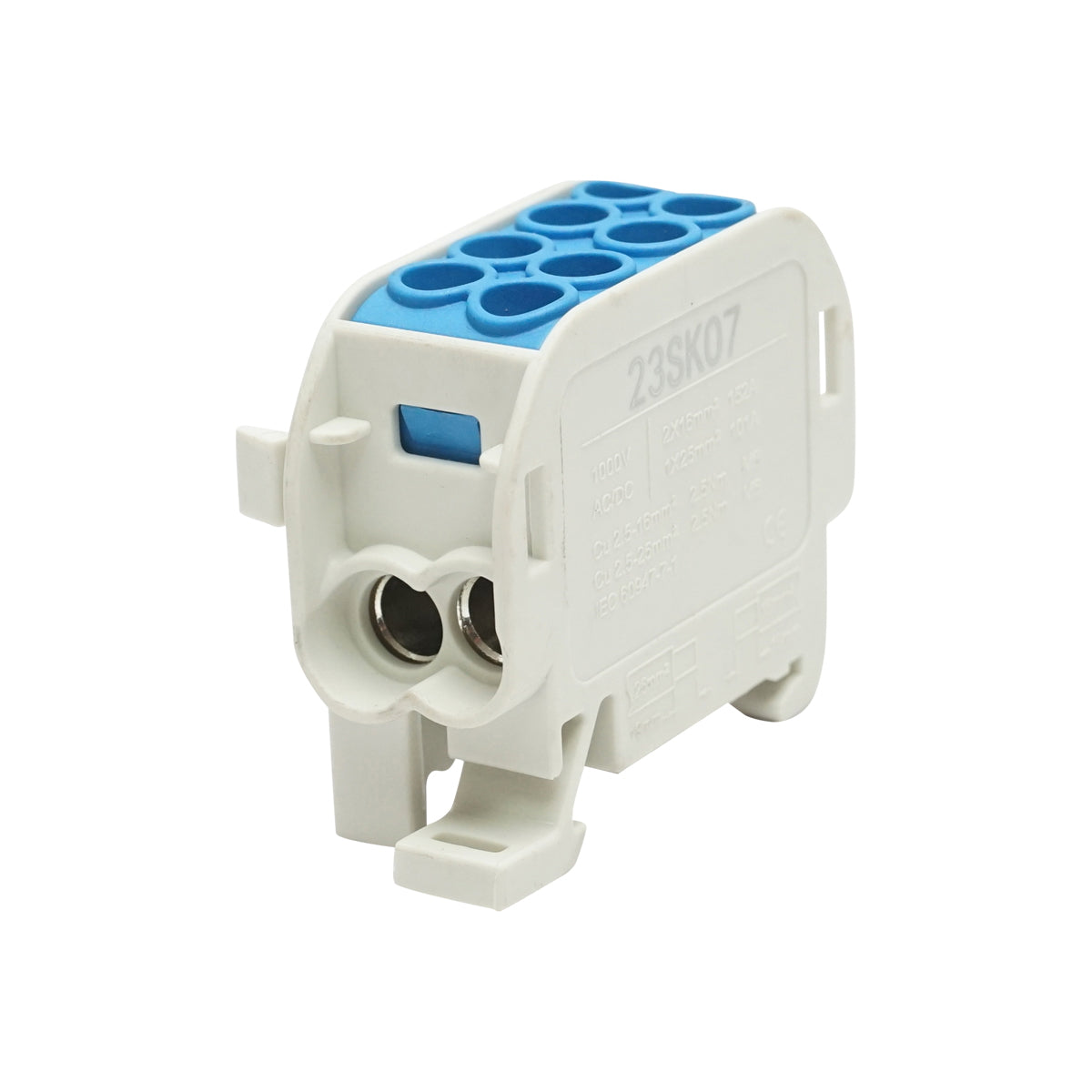 Derivation clamp, 1P, isolated blue 25mm2, 380VAC